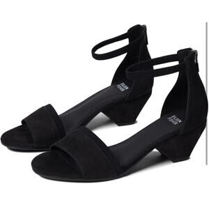 Eileen Fisher black Viva Nubuck Ankle-Grip Sandals size 8